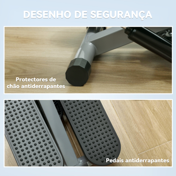 SPORTNOW Mini Step Máquina de Step Compacta com Bandas de Resistência Monitor LCD Pedais Antiderrapantes e Ajustáveis em Altura 41x30,5x18,5 cm Cinza - Image 8