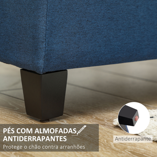 HOMCOM Banco de Armazenamento Acolchoado Banco Estofado em Linho Tampa com Abertura  125x49x41,5 cm Azul Escuro - Image 7