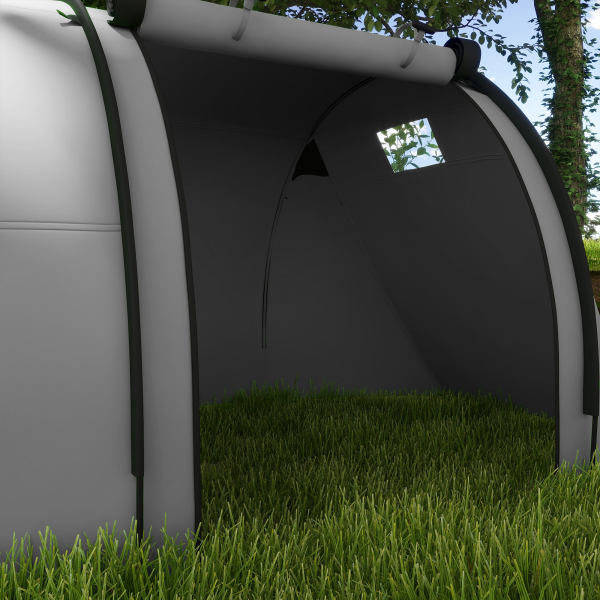 Outsunny Tenda de Campismo Familiar para 3 Pessoas Tenda Campismo Dobrável com Gancho e Bolsa de Transporte 470x220x150 cm Cinzento - Image 8