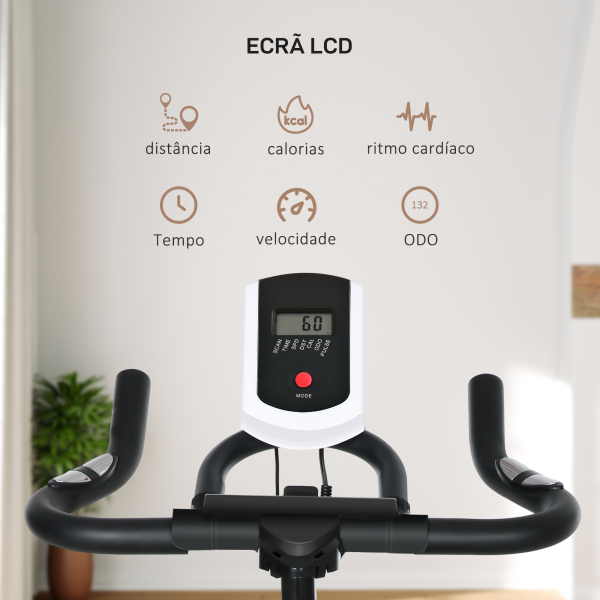 HOMCOM Bicicleta Estática com Resistência Ajustável Volante de Inércia de 8kg Ecrã LCD Assento e Guiador Ajustáveis 103x48x115cm Preto e Laranja - Image 4