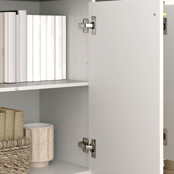 HOMCOM Aparador de 3 Portas Aparador Moderno para Sala de Estar com Prateleiras Ajustáveis Móvel para TV até 50 Polegadas 106,5x35x77,5 cm Branco - Image 9