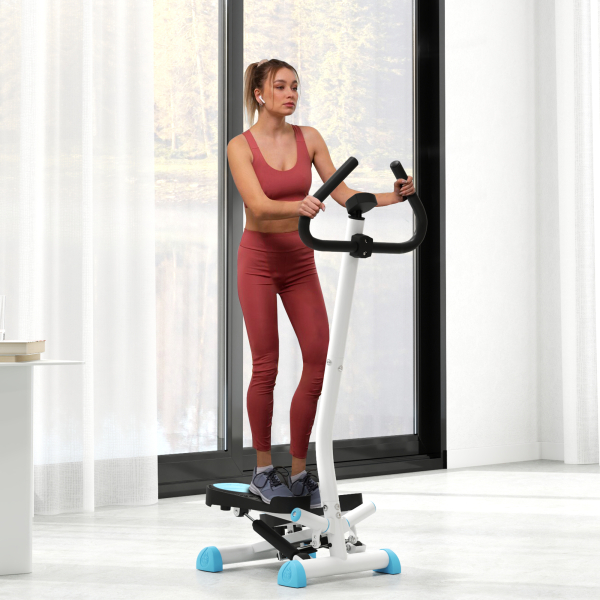 HOMCOM Máquina de Step Stepper Fitness em Casa com Tela LCD Alça e Pedais Antiderrapantes para Ginásio 55x44x108 cm Azul e Branco - Image 2