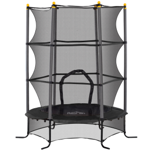 HOMCOM Trampolim para Crianças com Rede de Segurança e Estrutura de Aço para Interiores e Exteriores Carga 50 kg Ø163x190 cm Preto