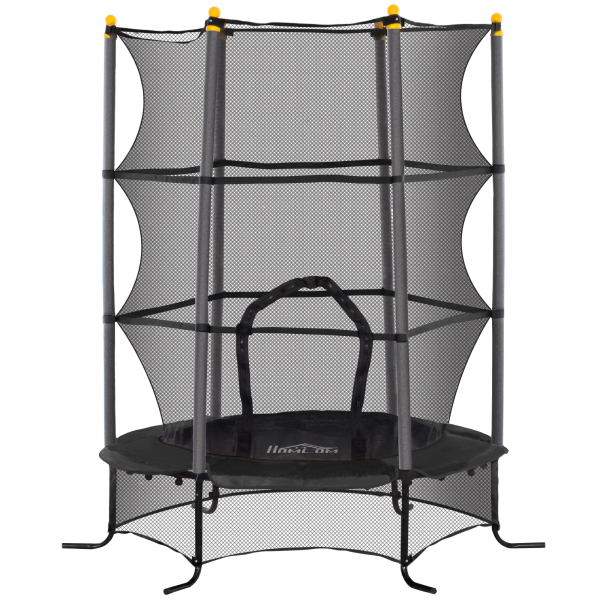 HOMCOM Trampolim para Crianças com Rede de Segurança e Estrutura de Aço para Interiores e Exteriores Carga 50 kg Ø163x190 cm Preto