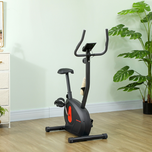 SPORTNOW Bicicleta Estática com 8 Níveis de Resistência Magnética Sensor de Frequência Assento Ajustável Ecrã LCD 88x50,5x131,5 cm Preto - Image 9