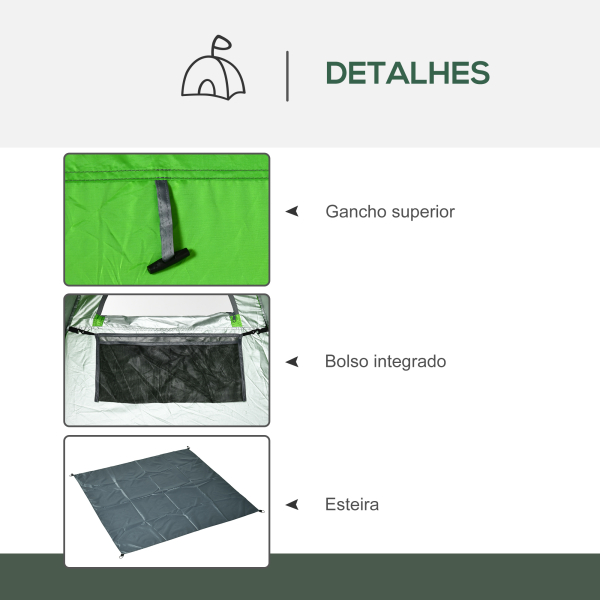 Outsunny Tenda de Duche Tenda de Privacidade Portátil com 1 Gancho Bolso Bolsa de Transporte e UV20+ 126x124x189 cm Verde - Image 6