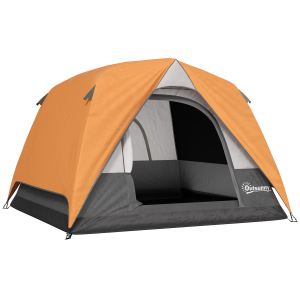 Outsunny Tenda de Campismo para 2-4 Pessoas Dobrável com Bolsa de Transporte 200x200x135 cm Laranja e Cinza