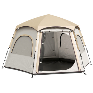 Outsunny Tenda de Campismo para 2-4 Pessoas Dobrável com Fácil Instalação e Bolsa de Transporte 280x240x155 cm Branco e Bege