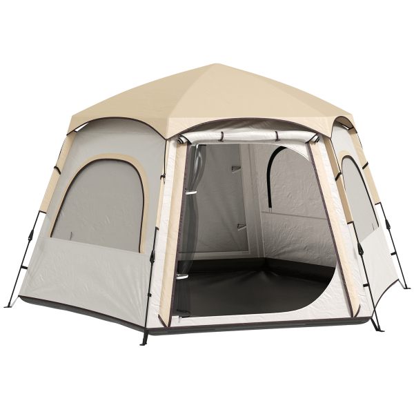 Outsunny Tenda de Campismo para 2-4 Pessoas Dobrável com Fácil Instalação e Bolsa de Transporte 280x240x155 cm Branco e Bege