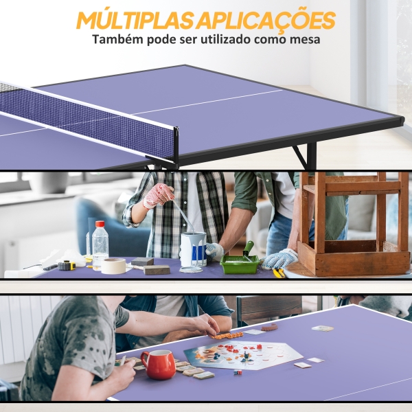 HOMCOM Mesa Dobrável de Ping Pong com Rede 152,5x274x76cm Tênis de Mesa e Material em Aço e MDF na cor Azul - Image 6