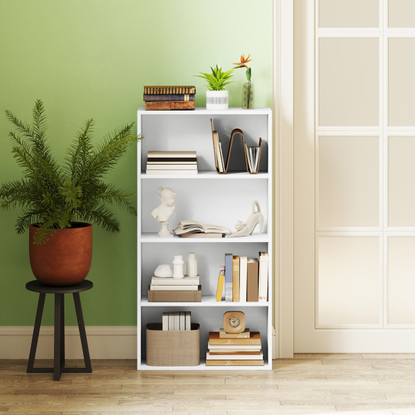 HOMCOM Estante de 4 Níveis Estante para Livros com 2 Prateleiras Ajustáveis para Sala de Estar Escritório Quarto 60x24x115,5 cm Branco - Image 9