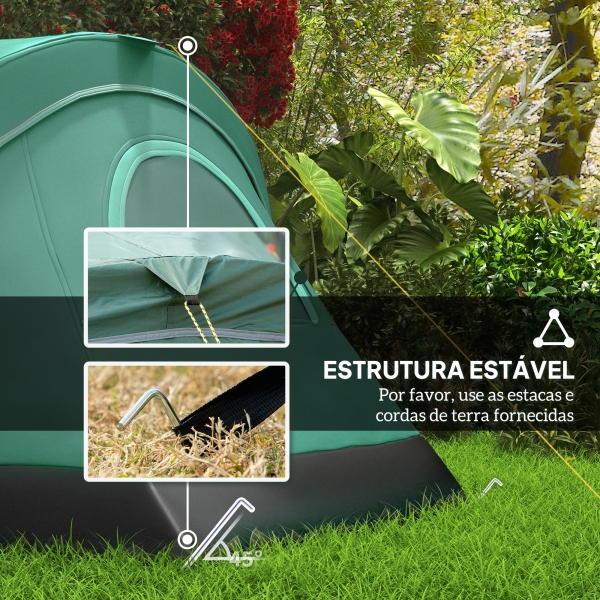 Outsunny Tenda de Campismo para 5-6 Pessoas Impermeável + Anti UV com Bolsa de Transporte e Gancho para Luz 455x230x180cm Verde - Image 7