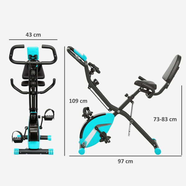 SPORTNOW Bicicleta Estática Dobrável com Resistência Magnética de 8 Níveis Encosto Volante Ecrã LCD e Banda de Resistência 43x97x109 cm Verde - Image 3