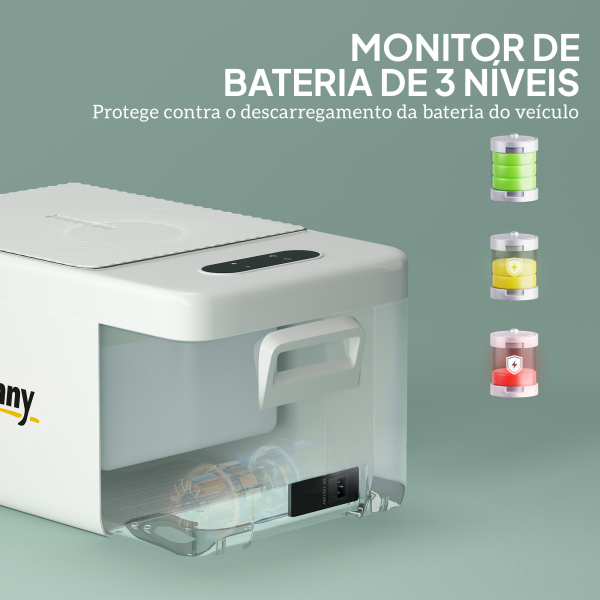 Outsunny Geleira Portátil Elétrica 16,8L 12V-220V Mini Geleira com Compressor Luz LED Ecrã Digital Modos ECO e MAX de -20℃ a +20℃ 59x32x26 cm Creme - Image 6