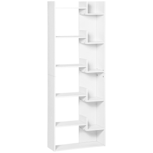 HOMCOM Estante de 6 níveis estante vertical sistema anti-tombamento de desenho moderno 60x21x162,5 cm Branco