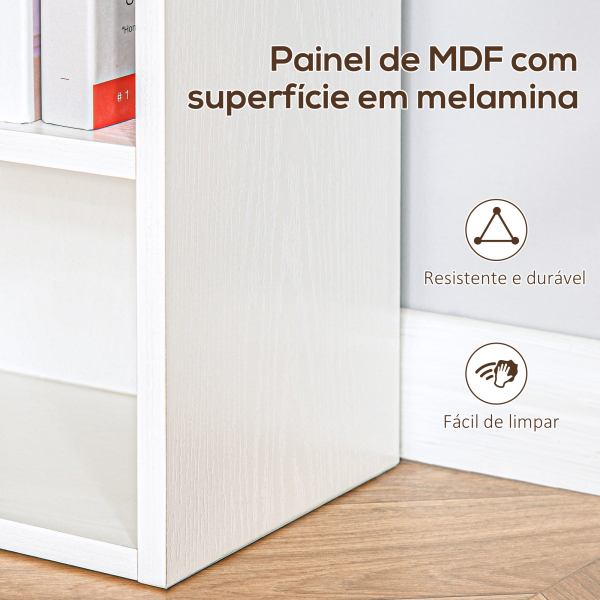 HOMCOM Estante de 6 níveis estante vertical sistema anti-tombamento de desenho moderno 60x21x162,5 cm Branco - Image 5