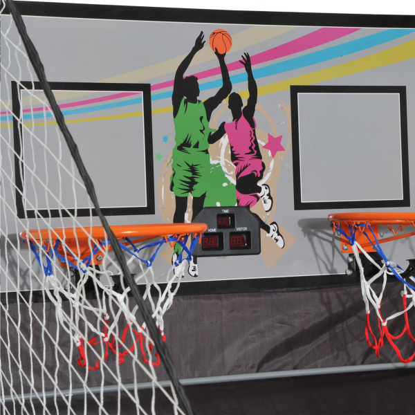 HOMCOM Conjunto de tabelas de Basquetebol Dobráveis e Portáteis de aço Cor Preto e Branco 205x110x205 cm - Image 8