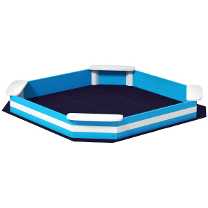 AIYAPLAY Caixa de Areia para Crianças acima de 3 Anos Quadrada com 4 Assentos para Exterior 133x133x16 cm Azul e Branco
