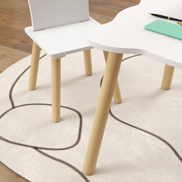 AIYAPLAY Mesa Infantil com 2 Cadeiras com Encosto em Forma de Coroa para Crianças de 3-6 Anos para Sala de Jogos Dormitório Branco - Image 9