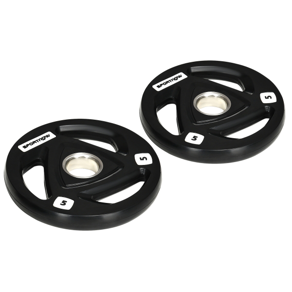 SPORTNOW Conjunto de 2 Discos de Pesos Olimpicos 5kg Ferro Fundido Placas de Peso com Orifício de 5cm Ø24x3,5 cm Preto