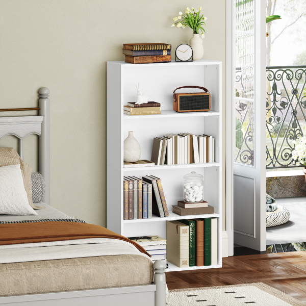 HOMCOM Estante de 4 Níveis Estante para Livros com 2 Prateleiras Ajustáveis para Sala de Estar Escritório Quarto 60x24x115,5 cm Branco - Image 8