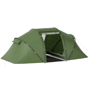 Outsunny Tenda de Campismo Familiar para 4-6 Pessoas Tenda Dobrável Impermeável para Praia Parque 430x240x170 cm Verde
