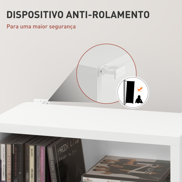 HOMCOM Estante para CDs e DVDs Suportes para CD Estreitos com 9 Compartimentos Prateleiras Ajustáveis 33x24x140 cm Branco - Image 6