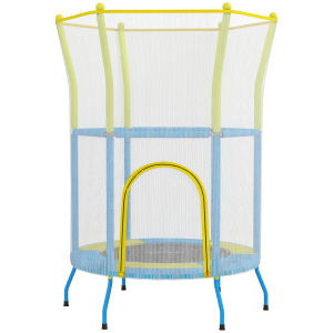 AIYAPLAY Trampolim para Crianças Ø140x190 cm com Rede de Segurança Barras Acolchoadas Carga 45 kg para Interior Multicolor