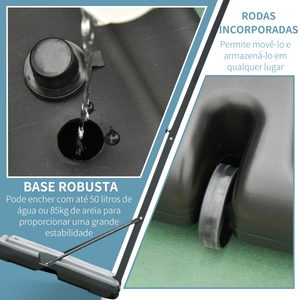 HOMCOM Tabela de Basquetebol Portátil Ajustável em Altura com Base Recarregável para Crianças e Adultos 86x165x302-352 cm Preto - Image 5
