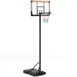 SPORTNOW Tabela de Basquetebol de Exterior com Altura Ajustável 235-264 cm Suporte para Bola Rodas e Base Recarregável Preto
