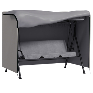 Outsunny Capa para Móveis de Jardim Capa Protetora para Baloiços de Exterior com Fecho de Correr 205x124x164 cm Cinza Claro