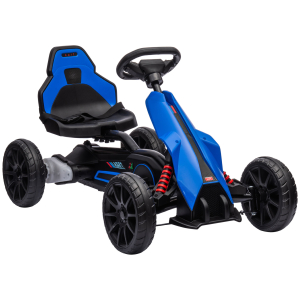 HOMCOM Go Kart Elétrico para Crianças Kart a Bateria 12V Velocidade Ajustável 3-5 km/h e Cinto de Segurança 100x58x58,5 cm Azul