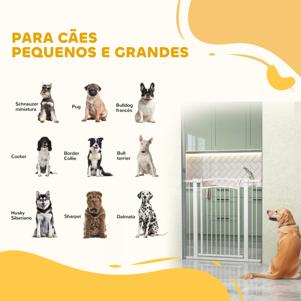 PawHut Barreira de Segurança para Cães Extensível Barreira para Animais de Estimação com Duplo Bloqueio 76-102x4x104 cm Branco - Image 4