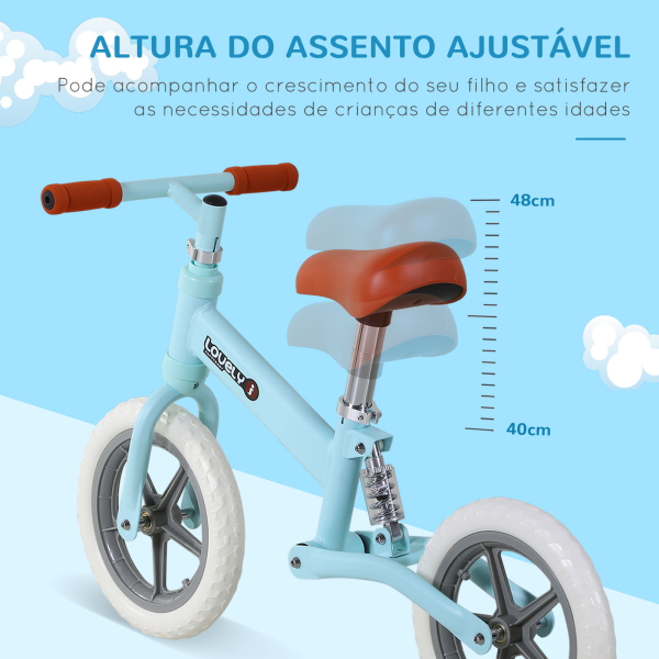 HOMCOM Bicicleta sem Pedais para Crianças entre 2-5 Anos com Assento Ajustável Rodas Antiderrapantes 85x36x54cm Azul - Image 6