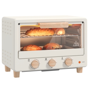 HOMCOM Forno Elétrico de Mesa Mino Forno de 16L Forno Elétrico com Temporizador e Temperatura Ajustável até 230℃ 39x27,5x28,8 cm Creme