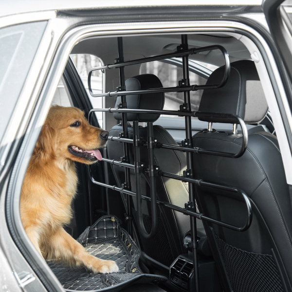 PawHut Grade de Segurança de Carro para Cães Ajustável em Largura e Altura 87-135x85x120cm Grade Separadora para Porta Malas de Carro Universal Metal Preto - Image 7