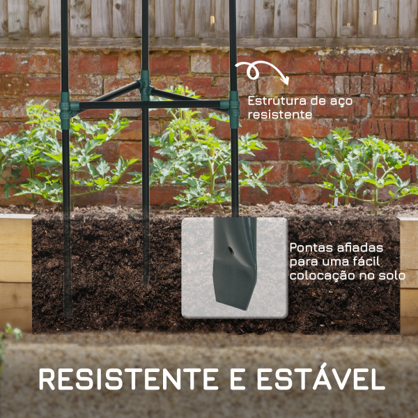 Outsunny Conjunto de 3 Suportes para Plantas Trepadeiras Torre de Treliça para Plantas Frutas Verduras 38x38x182 cm Verde - Image 6
