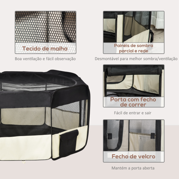 PawHut Parque para Animais de Estimação Dobrável com 2 Portas e Almofada Tecido Oxford Ø120x58 cm Preto - Image 6