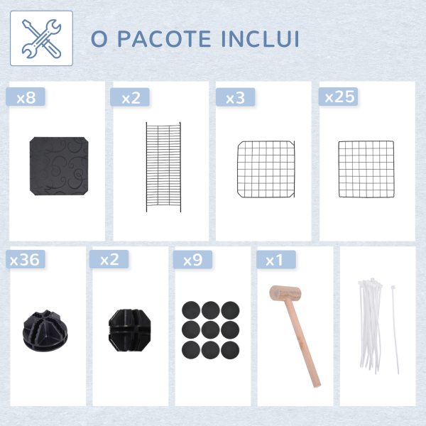 PawHut Recinto para Animais de Estimação de 3 Níveis com Rampas e Desenho Personalizável 70x70x105 cm Preto - Image 6
