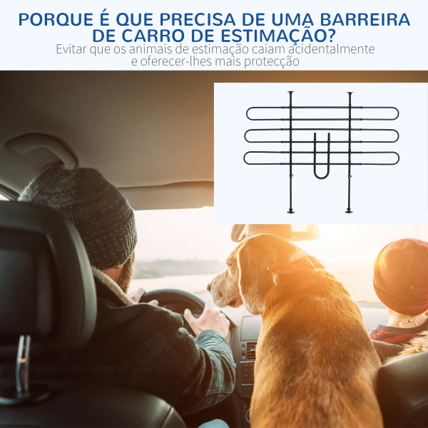 PawHut Grade de Segurança de Carro para Cães Ajustável em Largura e Altura 87-135x85x120cm Grade Separadora para Porta Malas de Carro Universal Metal Preto - Image 6