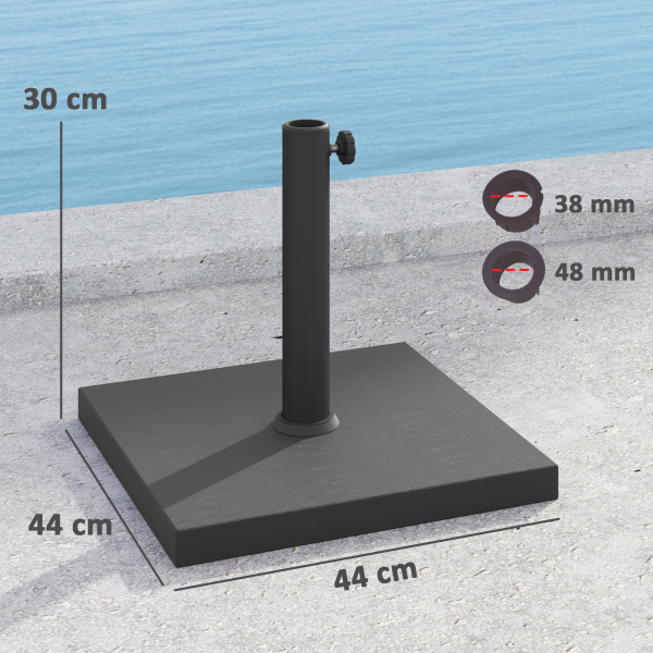 Outsunny Base para Chapéu de Sol de 14,5 kg Preenchido com Cimento para Chapéus de Sol com Mastro de Ø38/48 mm 44x44x30 cm Preto - Image 3
