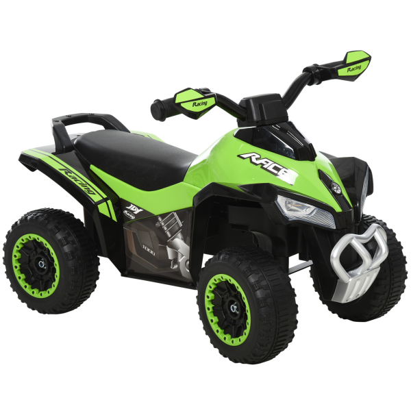 HOMCOM Quadriciclo Infantil para Crianças acima de 18 Meses com Função de Luzes e Música Desenho Inovador Suporta até 20kg 67,5x38x44cm Verde