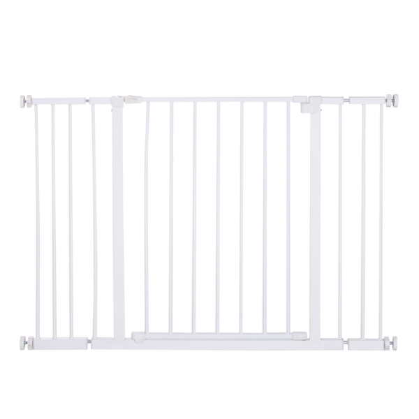 PawHut Barreira de Segurança para Animais de Estimação Extensível para Escadas e Portas Barreira de Segurança para Cães 76-107x76 cm Branco