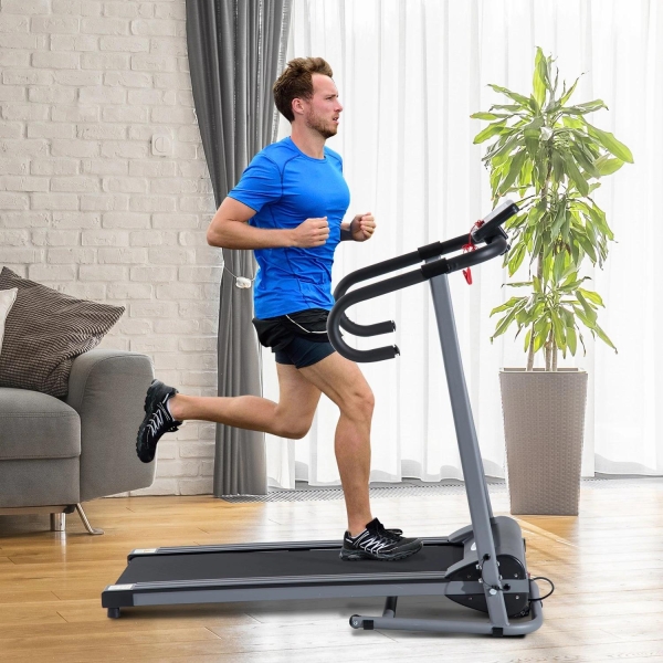 HOMCOM Passadeira Elétrica Dobrável com Velocidade 1-10km/h com Ecrã LCD e Carga Máxima 110kg para Casa Escritório 120,5x60x116 cm Preto e Cinza - Image 2