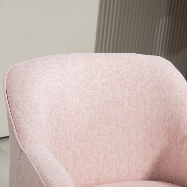 HOMCOM Poltrona Estilo Nórdico Estofada em Linho com Pés de Madeira para Dormitório Escritório Estúdio 64,5x65x79,5 cm Rosa - Image 7