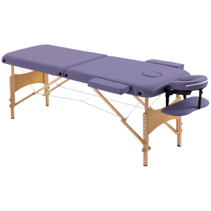 HOMCOM Marquesa de Massagem Dobrável Marquesa com Altura Ajustável 61-88 cm Desenho Ergonómico Fácil de Transportar 185x60 cm Roxo
