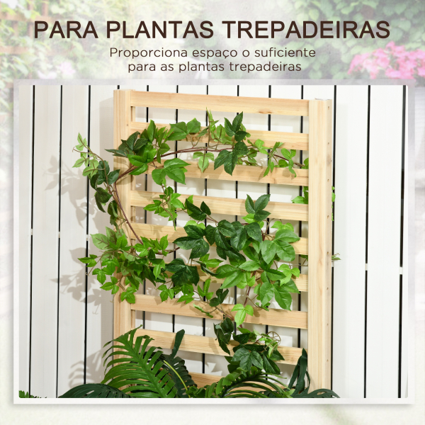 Outsunny Floreira de Madeira com Treliça para Plantas Trepadeiras e 2 Caixas de Cultivo para Pátio Varanda 230x60x110 cm Madeira - Image 5