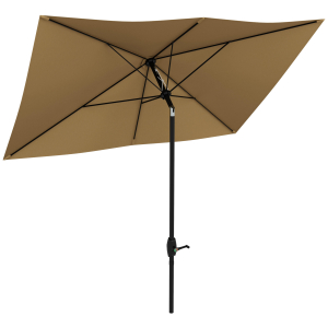 Outsunny Chapéu de Sol de Jardim 290x205x248 cm Proteção UV50+ Chapéu de Sol Inclinável com Teto de Ventilação e Manivela Café