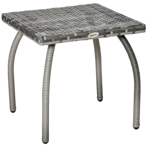 Outsunny Mesa de Jardim de Vime com Pés de Metal Capacidade 30 kg Mesa de Exterior para Pátio Terraço Varanda 45x45x44 cm Cinza