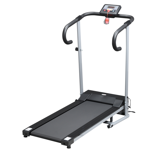HOMCOM Passadeira Elétrica Dobrável com Velocidade 1-10km/h com Ecrã LCD e Carga Máxima 110kg para Casa Escritório 120,5x60x116 cm Preto e Cinza